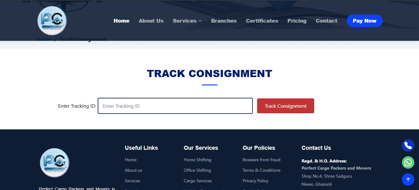 Consignment Tracking System — screenshot